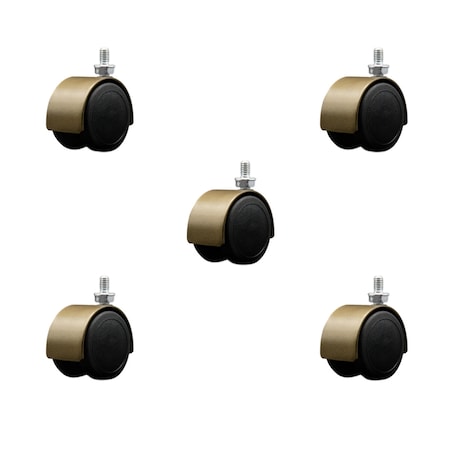 Service Caster 2'' Floor Safe Antique Hooded Twin Wheel Caster 5/16 Threaded Stem, 5PK SCC-TS02S50D-NYU-WA-5161812-5